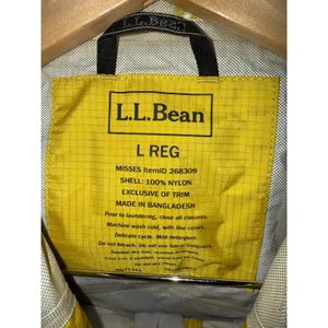 LL Bean Jacket Womens Large Yellow Trail Rain Coat Lightweight Nylon 268309‎ Tek thumbnail 3