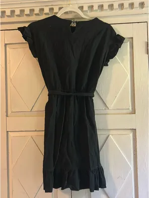 Black ruffle mini dress thumbnail 2