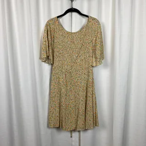 Free People Cream&Orange Floral Print Florence Smocked Mini Dress Sz.L thumbnail 6