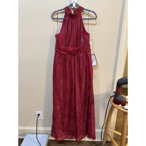 SLNY Fashion Women's Burnout Chiffon Sleeveless Gown Size 6 Fushia thumbnail 3