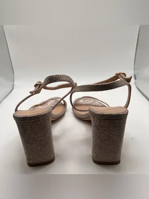 Stuart Weitzman Glitter Champagne AnkleStrap Block heel Babette 85 Shimmering 6B thumbnail 7