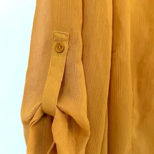 City Chic Tunic Womens 18 Gold High-Low Sheer Roll-Tab‎ Sleeve Boho Minimalist thumbnail 4