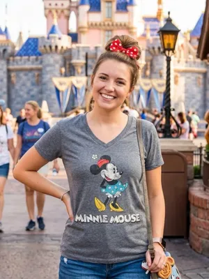 Disney Parks Minnie Mouse Vintage Graphic V-Neck Tee Size M Medium Disney bound thumbnail 3