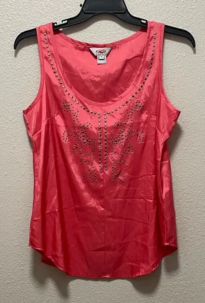 Roper Coral tank top with Studded Silver Butterfly Design #y2kfashion thumbnail 1