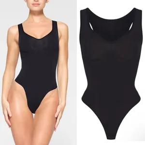 Skims Seamless Sculpt Scoop Neck Thong Bodysuit In Onyx NWOT Thick strap Size XS thumbnail 2