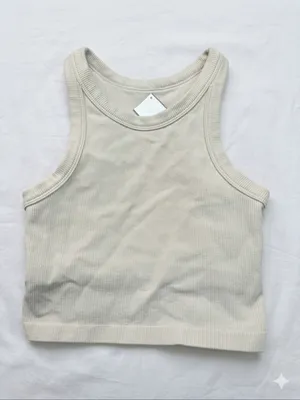 Buffbunny Collection | Ribbed cream crop tank top | Small thumbnail 2