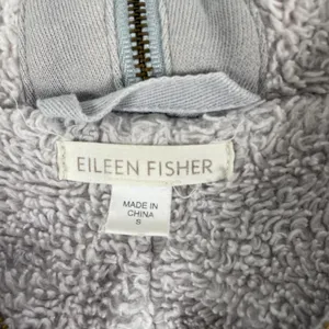 Eileen Fisher Jacket Womens Small Gray‎ Cotton Blend Hooded Sherpa Lined Zip thumbnail 2