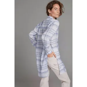 Anthropologie Pilcro Blue White Plaid Cotton Lightweight Tunic Top‎ XS thumbnail 2