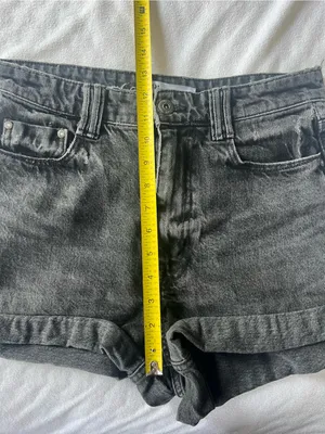 Zara Gray Washed High-Rise Black Denim Shorts Jorts 100% Cotton Size 6 thumbnail 7