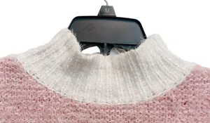 Altar'd State High Neck Stripe Pink White Sweater M/L loose Fit Winter Fall Knit Fringe thumbnail 5