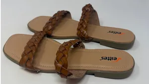 Veittes Women's Braided Flat Slides Brown Sandals Size‎ 10 thumbnail 1