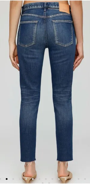 Moussy Vintage‎ Warren Skinny Blue Jeans Raw Hem Size 24 Designer Minimalist thumbnail 1