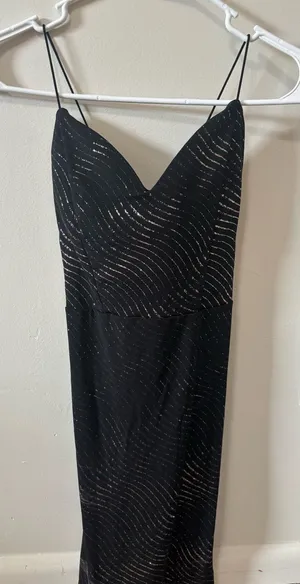 Love Tree Black Strapless Slip Dress with Subtle Sparkle thumbnail 1