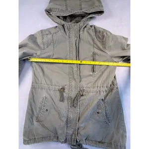 Ambiance Womens Hooded Utility Jacket Olive Military Gorpcore Field Coat Medium thumbnail 4