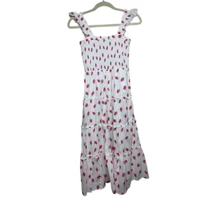 J. Crew Strawberry Smocked Tiered Midi Dress Sz. XXS thumbnail 6