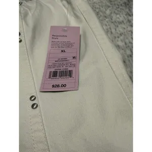 Wild Fable NWT White Denim Corset Skirt Studded‎ Flare Mini Size XL thumbnail 3