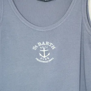 Brandy Melville St. Barth Sail Club Tank Top Blue Anchor Graphic Crop Tank thumbnail 2