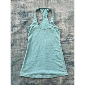 Lululemon Aqua Blue White Micro Stripe Cool Racerback Tank Top Size 4 thumbnail 5
