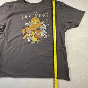 Disney The Lion King Graphic T-Shirt Gray Raw Hem Cropped Simba Scar 2XL thumbnail 4