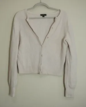 J. Crew Size Small Cream Blush Ribbed Cardigan Jeweled Buttons Ladylike Girly thumbnail 1