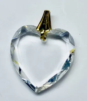 Vintage Crystal Heart Pendant Charm Women’s Jewelry Clear Prism Love Art Deco thumbnail 1