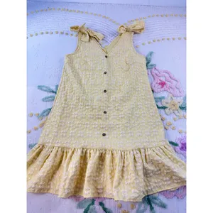 SHEIN Yellow‎ Textured Floral Tie Shoulder Ruffle Hem Mini Dress Size 6 M thumbnail 3