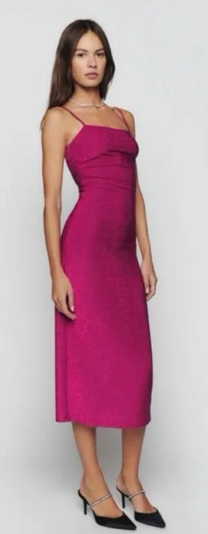 New Reformation Breslin Dress - Pink Sparkle Size XL thumbnail 1