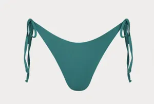 BERLOOK Green Ribbed Tie Bikini Bottoms ONLY 34 Size M thumbnail 6