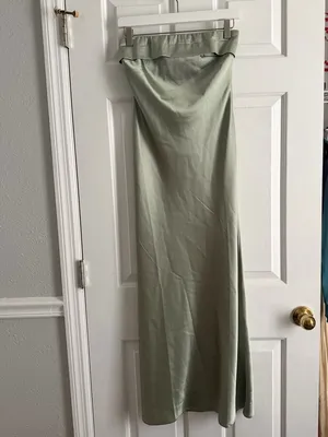 Billy J Olive Satin Maxi Dress Green Size 4 thumbnail 3