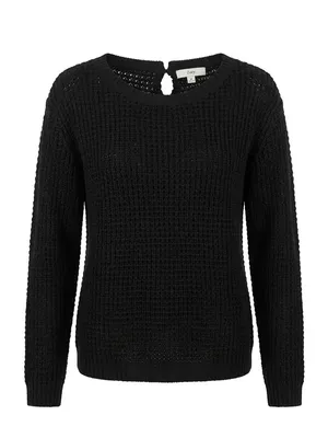 Black Open-Weave Crewneck Sweater by Zoey thumbnail 1