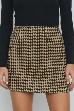 FINAL PRICE Moodie Houndstooth Mini Skirt Tan thumbnail 1