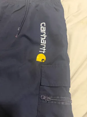 Carhartt Navy Multi-Pocket Elastic Waist Cargo Shorts with Zip Details- Large thumbnail 4