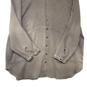 We The Free Free People Summer Daydream Button Down Top Gray Gauze Medium thumbnail 4
