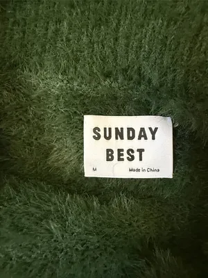 Aritzia Sunday Best Kitten V Neck Green Fuzzy Cropped Pullover Sweater Size M thumbnail 5