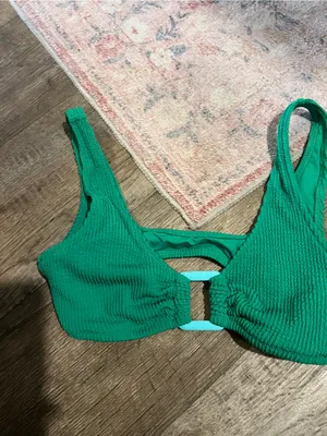 Aerie Green Textured Scoop Bralette Top thumbnail 7