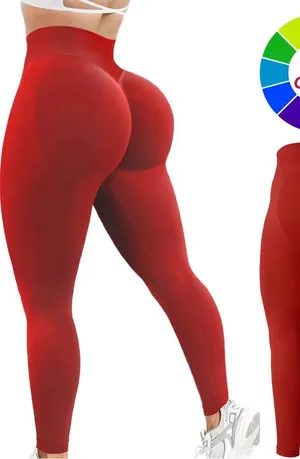 High-Waist Seamless Red Scrunch Leggings thumbnail 1