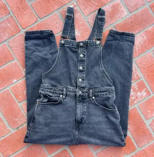 Free People Black Denim Overalls Size 30 thumbnail 1