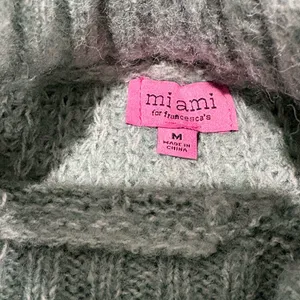 Miami Teal Cable Knit Turtleneck Sweater Size M thumbnail 5