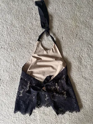 Intermix Y2K boho 90s 2000s black emo goth lace haulter cami tank top size xs thumbnail 8