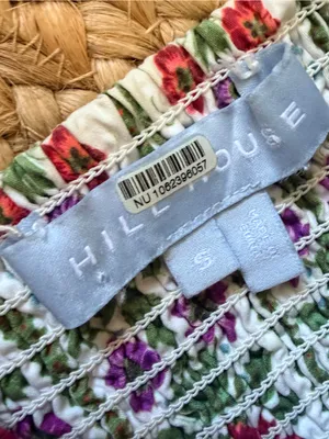 HILL HOUSE The Fleur Midi Dress Green Floral Block Stripe Size Small thumbnail 4