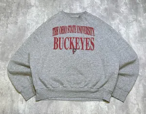 Fruit of the Loom Vintage 90s Ohio State Buckeyes University Red and Grey Crewneck Sweatshirt thumbnail 1
