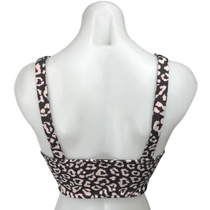Beach Riot Black Cream Animal Leopard Print Knot Athletic Sports Bra Top Size M thumbnail 2