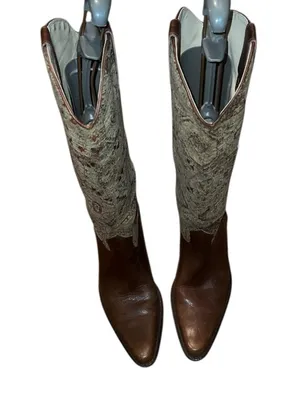 Matisse Brown Leather Vintage Tapestry Western Boots Size 7 1/2 M thumbnail 1