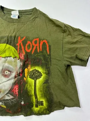 Korn band cropped t shirt size Medium Green thumbnail 3