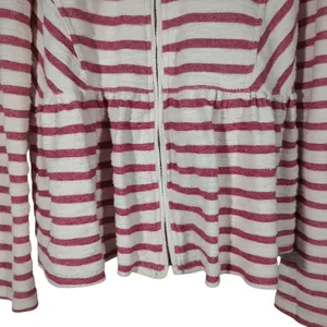 Free‎ People Striped Peplum Moto Jacket Womens M Pink White Zip Up thumbnail 5
