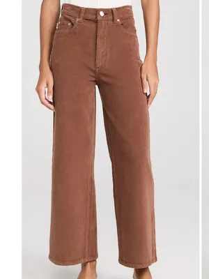 🌟 Dl1961 🌟 Hepburn Wide Leg 27" High Rise Corduroy Stretch Jeans Brown Sz 26 thumbnail 2