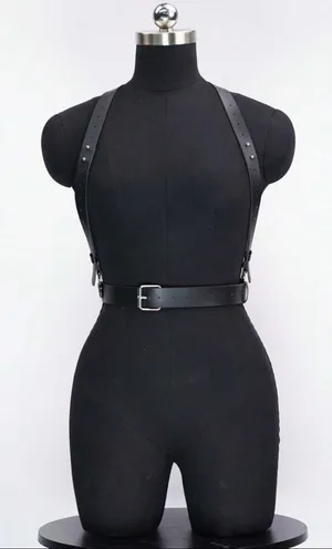 Black Faux Leather Harness Belt New thumbnail 1