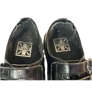 T.U.K Viva Mondo Cow Hair Leather Pointed Creeper Black Shoes Double Buckle 3/5 thumbnail 5