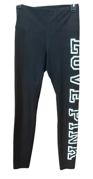 Pink Victorias Secret Stretch Yoga Leggings Size Small Collegiate Logo Pull On thumbnail 1