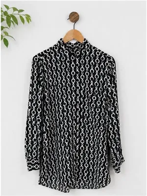 ✨ Zara Black & White Chain Print Button-Down Tunic / Shirt Dress (Size M) ✨ thumbnail 7